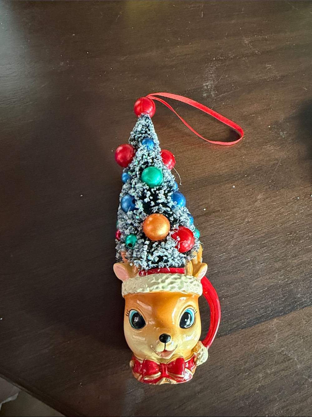 Whimsical Red & Multicolor Reindeer Ornament Hanging Decoration